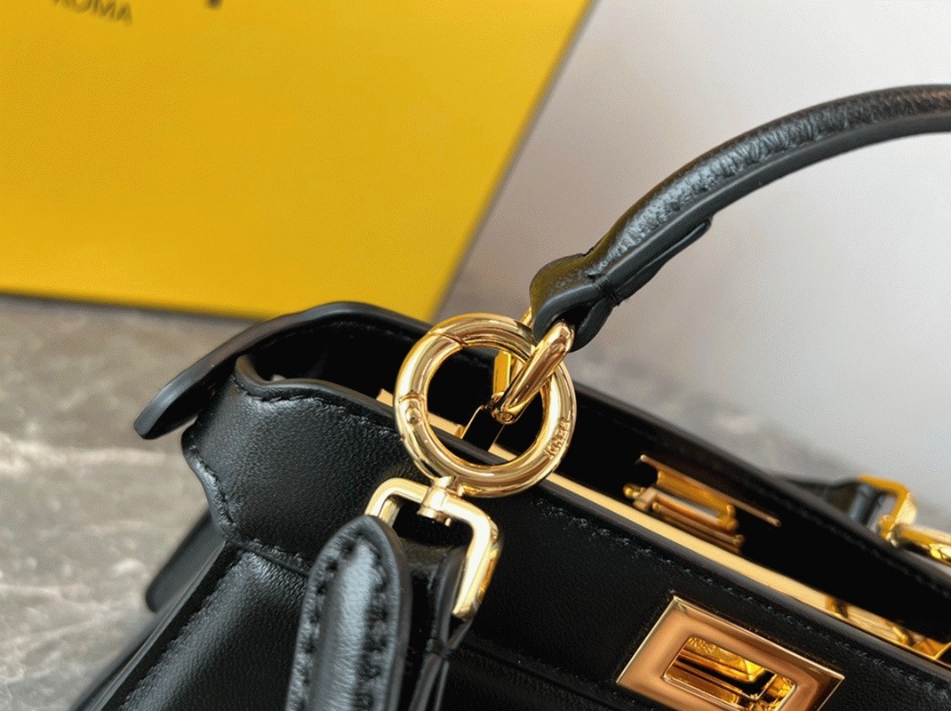Top Quality Replica F**di Peekaboo ISeeU Petite Bag In Black Nappa Leather