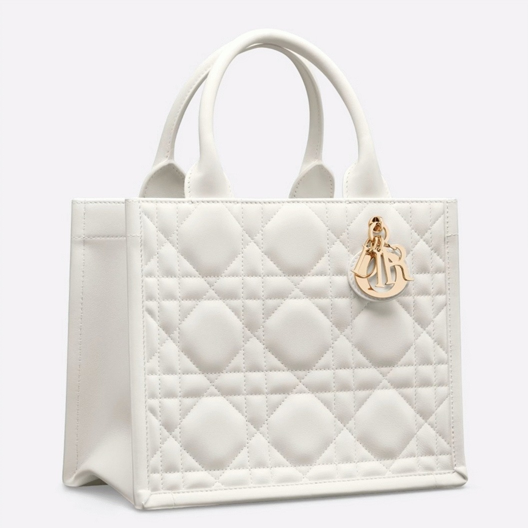 D10r Small Book Tote Bag Knockoff with Strap in White