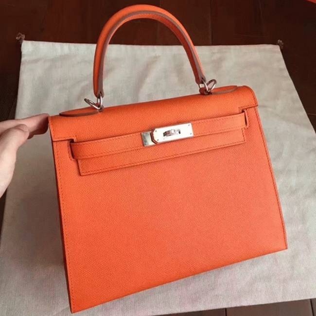 Orange Epsom Replica H**me5 Kelly Sellier 28cm Bright Handbag