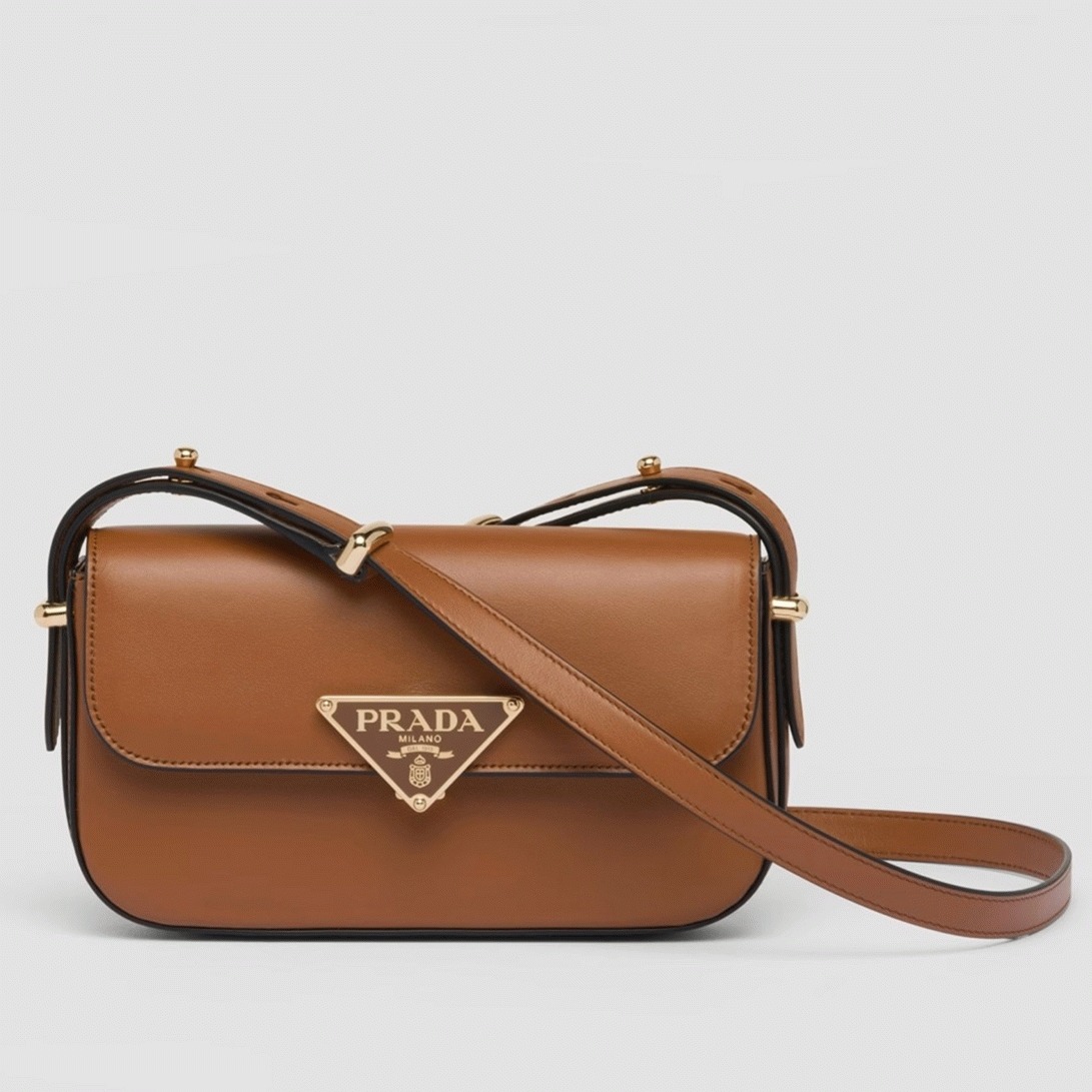 Pra*a Shoulder Bag Knockoff in Cognac Smooth Calfskin