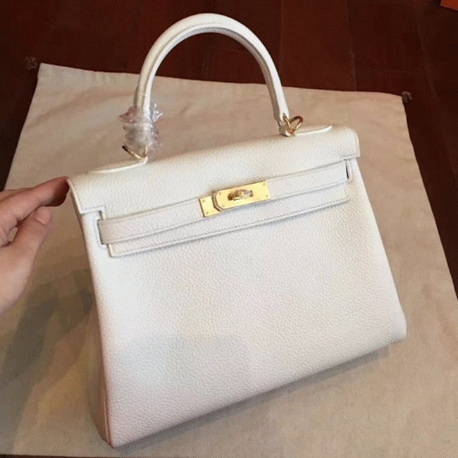 White Clemence Imitation H**me5 Kelly Retourne 28cm Chic Tote