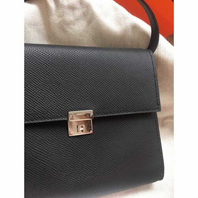 Black replica H**me5 Clic wallet with strap