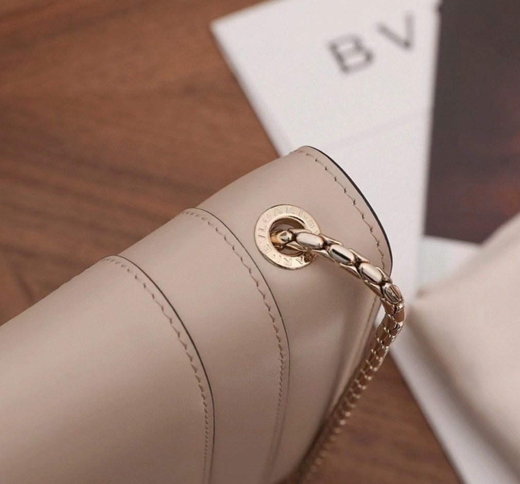 Fake Bv1g*ai Serpenti Forever Small Crossbody Bag Beige Leather