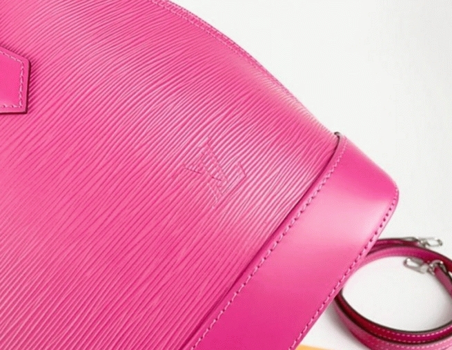 L0vis Vvtt0n Epi Leather Alma PM Handbag In Pondichery Pink With Jacquard Strap