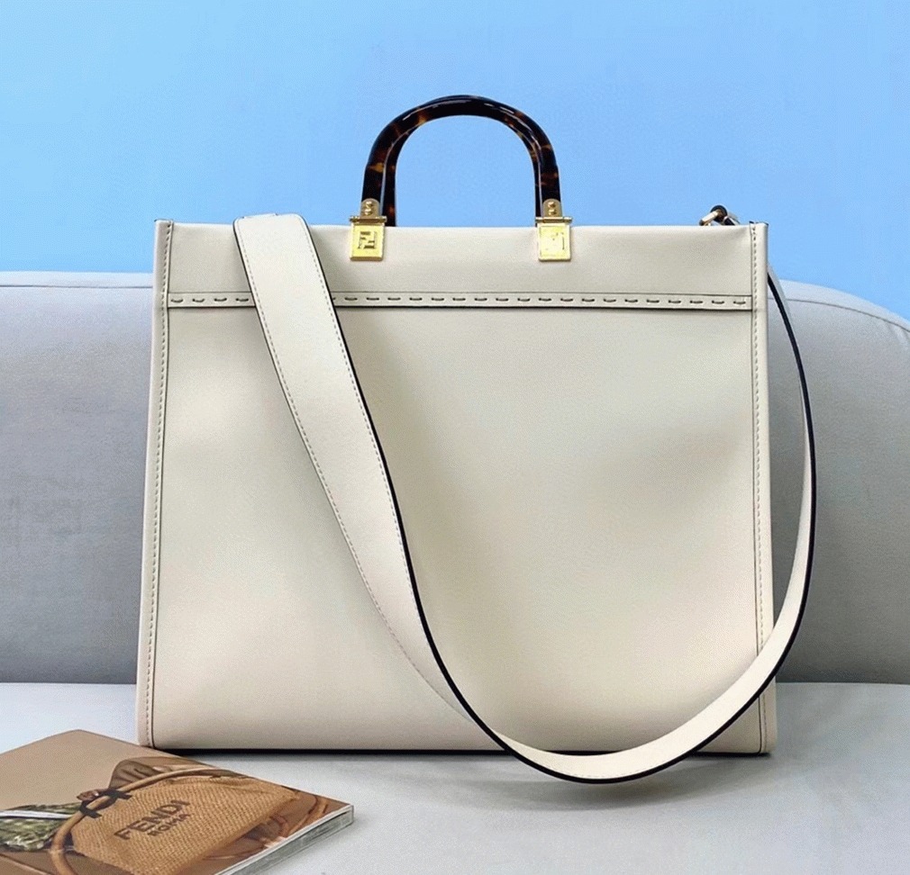 Top Quality Fake F**di Sunshine Medium Tote Bag In White Calfskin