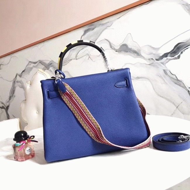 Blue with Zigzag Handle Replica H**me5 Kelly 28cm Special Design