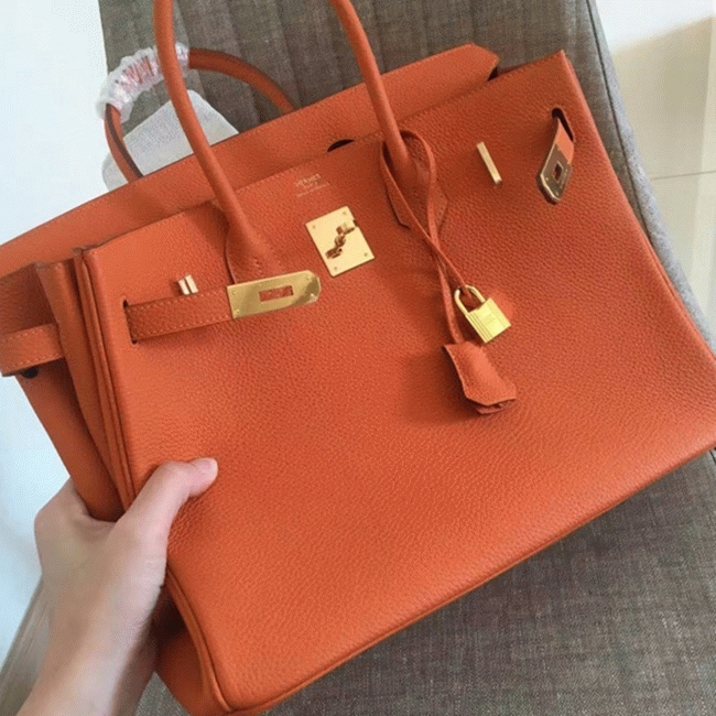 Orange H**me5 Birkin 35cm Deluxe Knockoff Tote