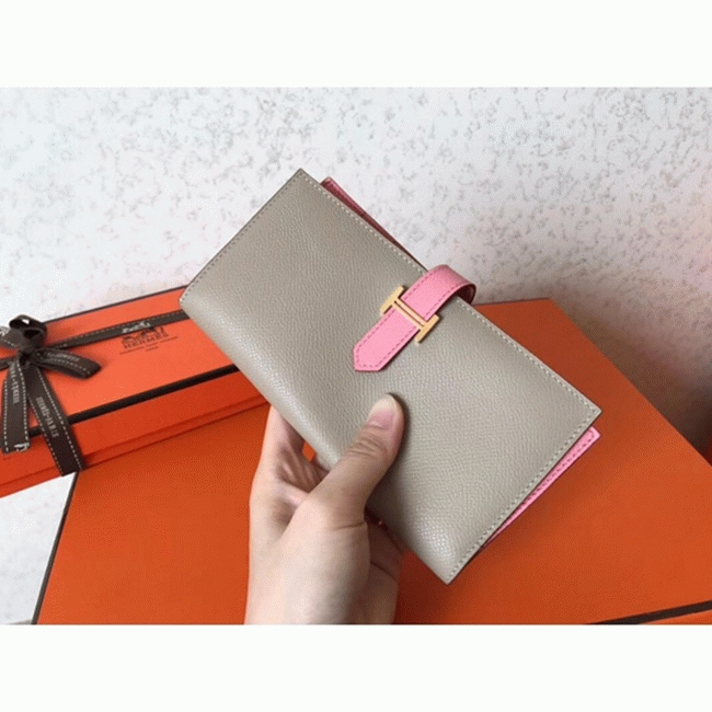 Grey Pink Epsom Knockoff H**me5 Bearn Wallet