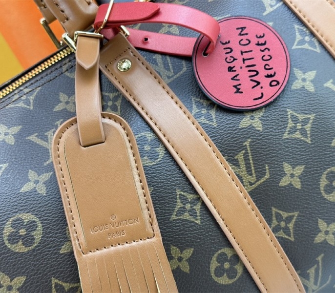 L0vis Vvtt0n Monogram Dust Canvas Keepall Bandouliere 50 In Brown