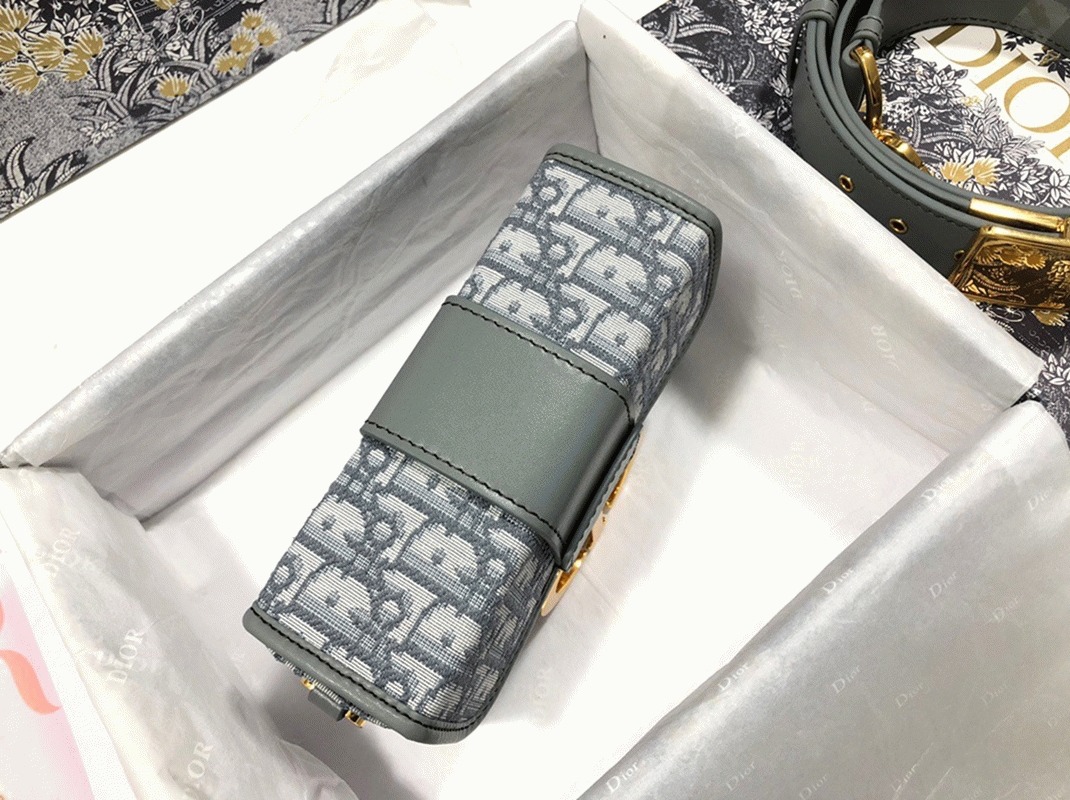 D10r 30 Montaigne Box Bag Fake in Gray D10r Oblique Jacquard