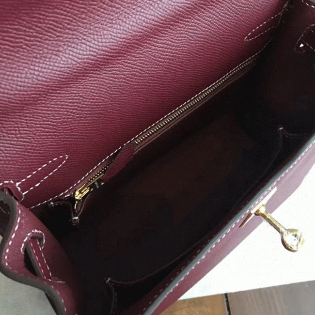 Bordeaux Epsom Imitation H**me5 Kelly 25cm Elegant Purse