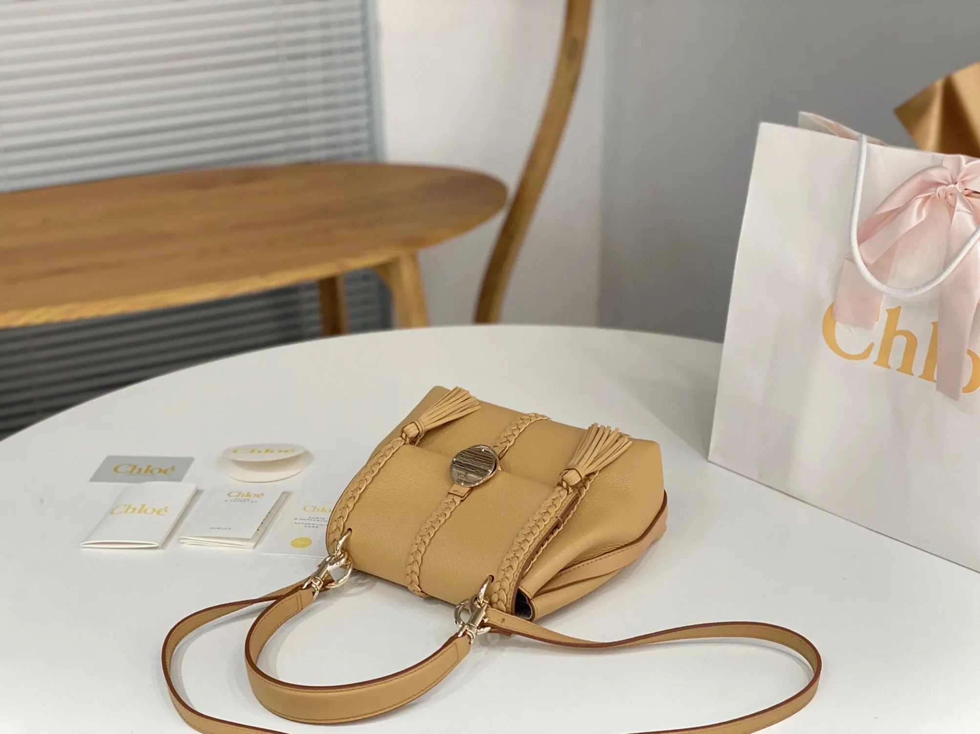 top quality replica Ch10e penelope small shoulder bag in beige grained calfskin