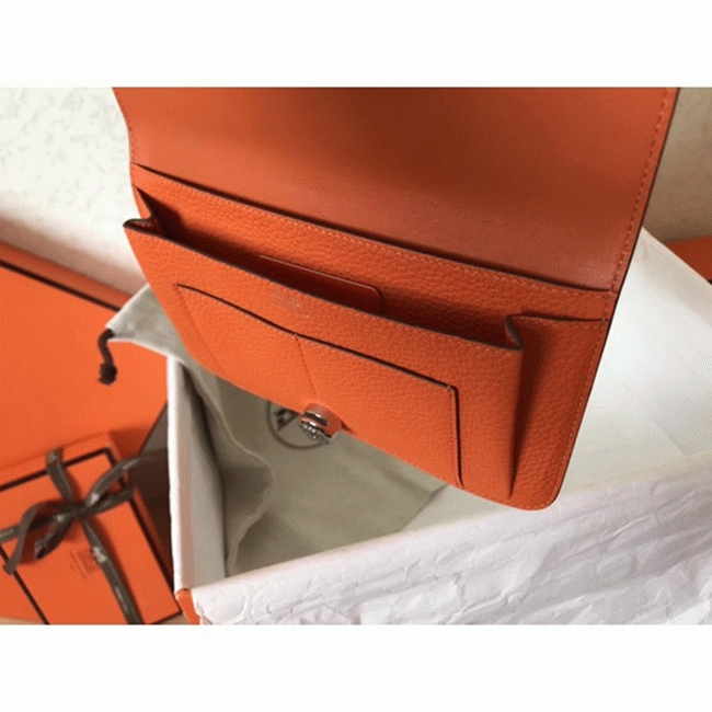 Brown orange replica H**me5 Dogon duo wallet