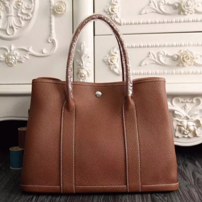 Brown Knockoff H**me5 Garden Party 30cm Everyday Handbag