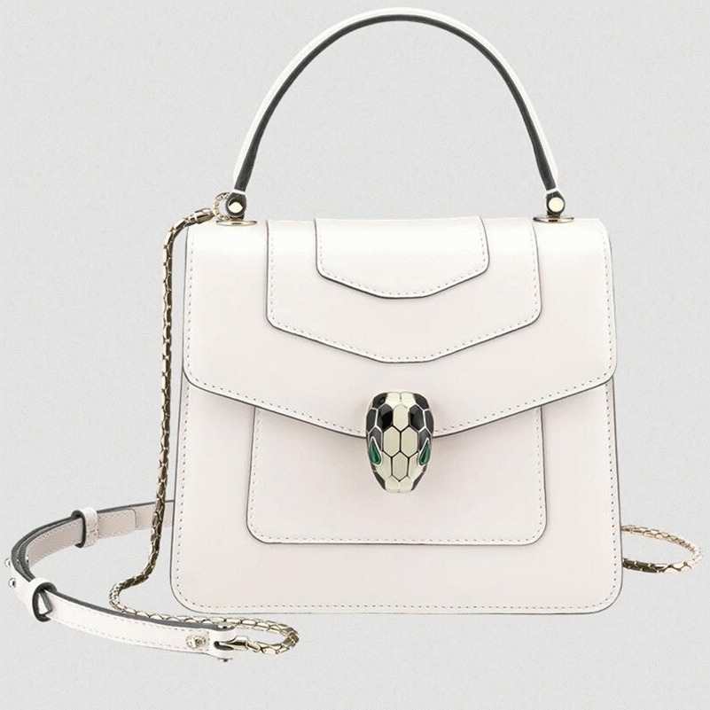 Fake Bv1g*ai Serpenti Forever Small Bag White Calfskin
