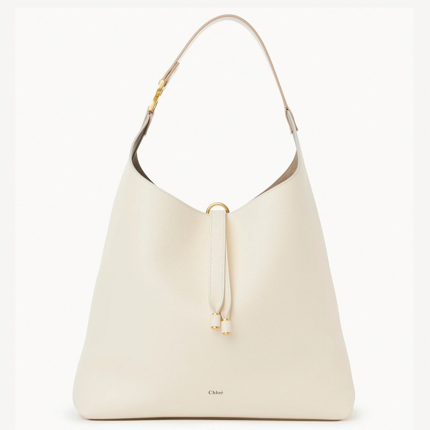 top quality replica Ch10e marcie hobo bag in white grained leather