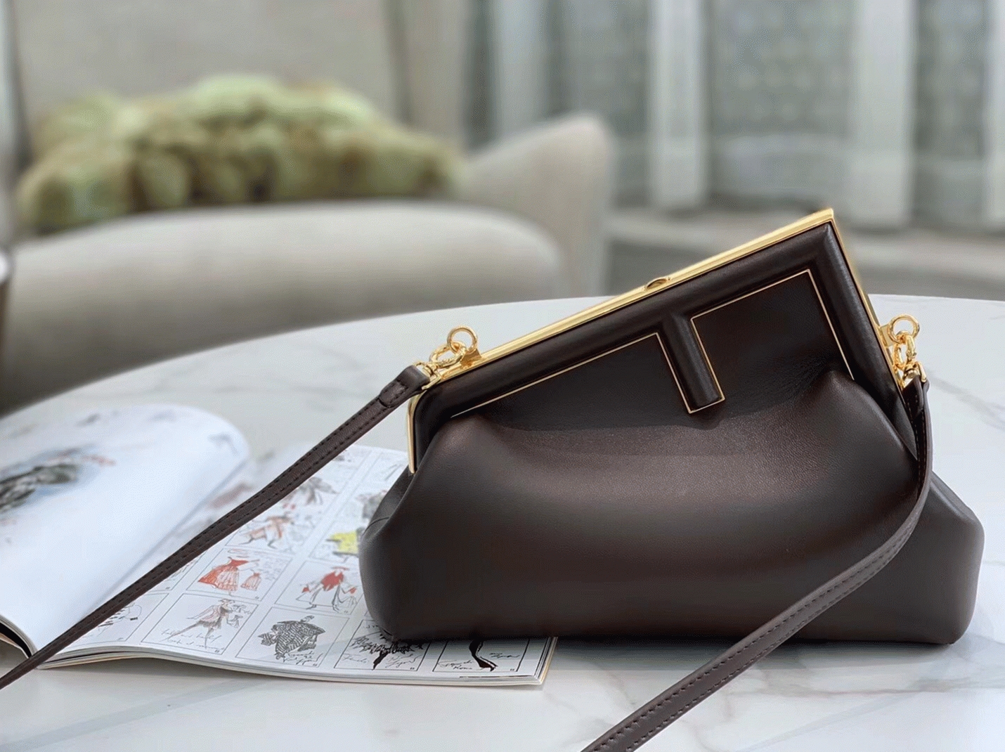 Top Quality Knockoff F**di First Medium Bag In Dark Brown Nappa Leather