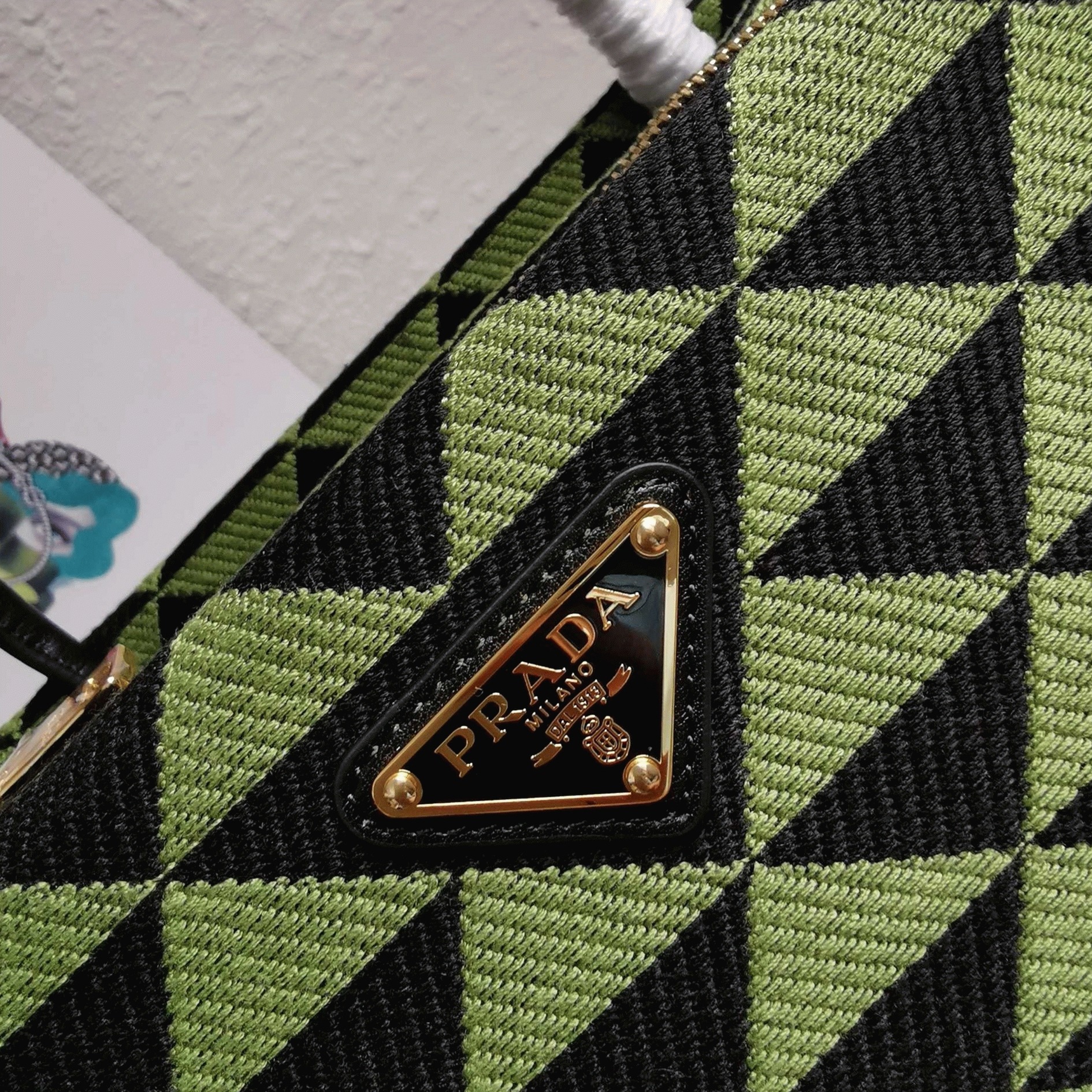 Pra*a S*pernova Small Shoulder Bag Replica in Black/Green