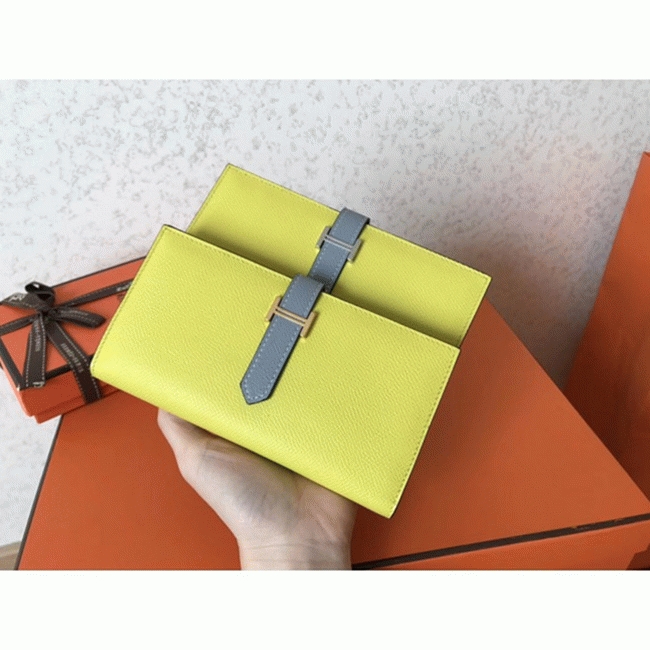 Soufre Blue Lin Epsom Replica Designer H**me5 Bearn Wallet