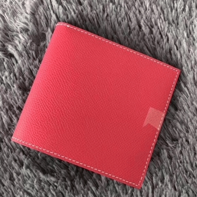 Rose red top fake H**me5 Copernic compact wallet