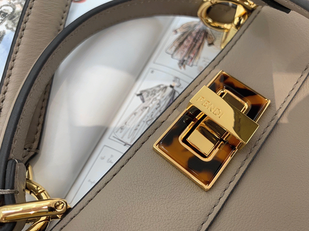Grey Calfskin F**di Peekaboo ISeeU Small Imitation Bag