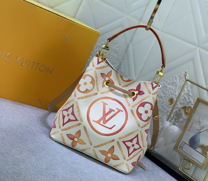 L0vis Vvtt0n LV By The Pool Monogram Tiles Canvas NeoNoe BB Bag In Coral