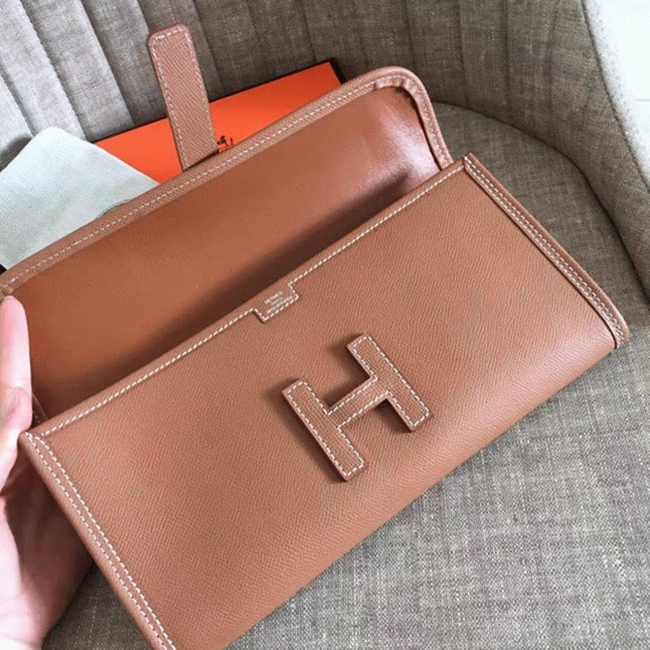 Brown knockoff H**me5 Jige Elan 29 clutch bag