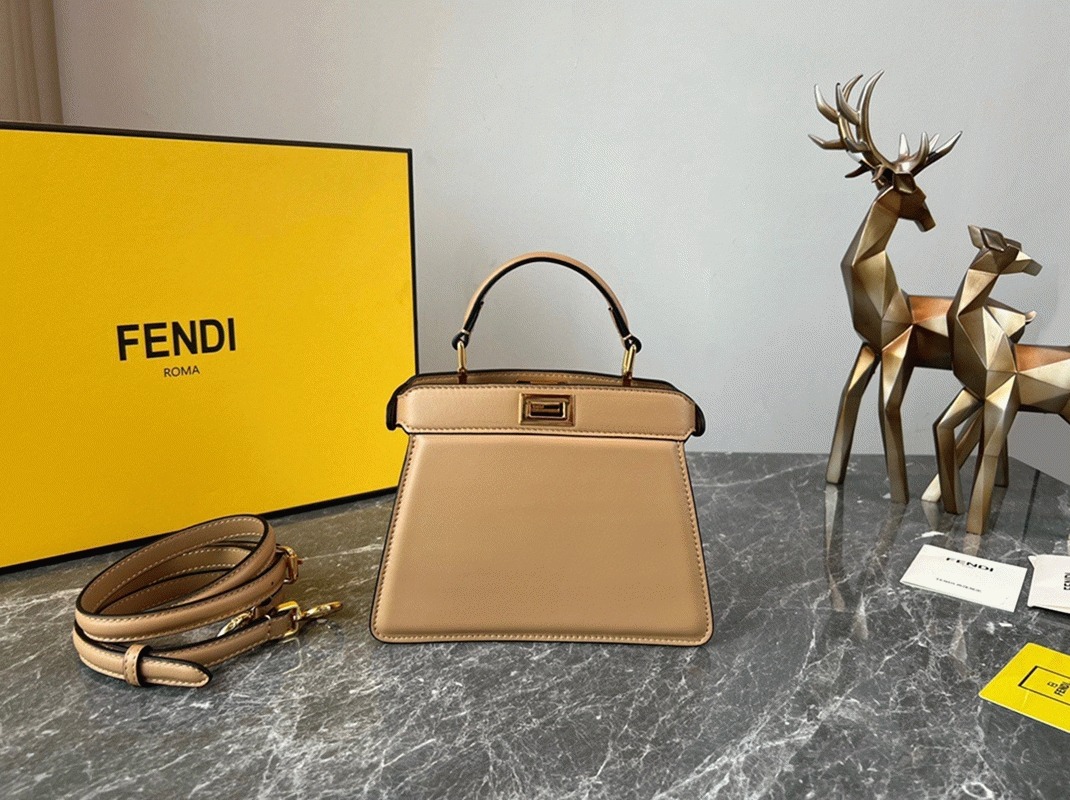Top Quality Fake F**di Peekaboo ISeeU Petite Bag In Beige Nappa Leather