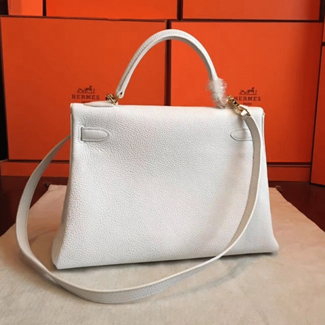 White Clemence Replica Designer Kelly Retourne 32cm H**me5 Handbag