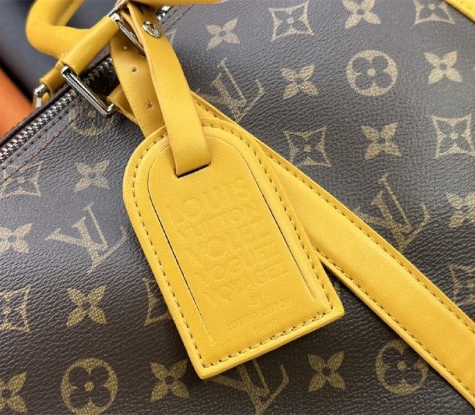 L0vis Vvtt0n Monogram Macassar Canvas Keepall Bandouliere 50 In Safran Yellow
