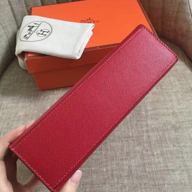Rouge Vif Epsom Fake H**me5 Kelly Pochette Red Bold Clutch