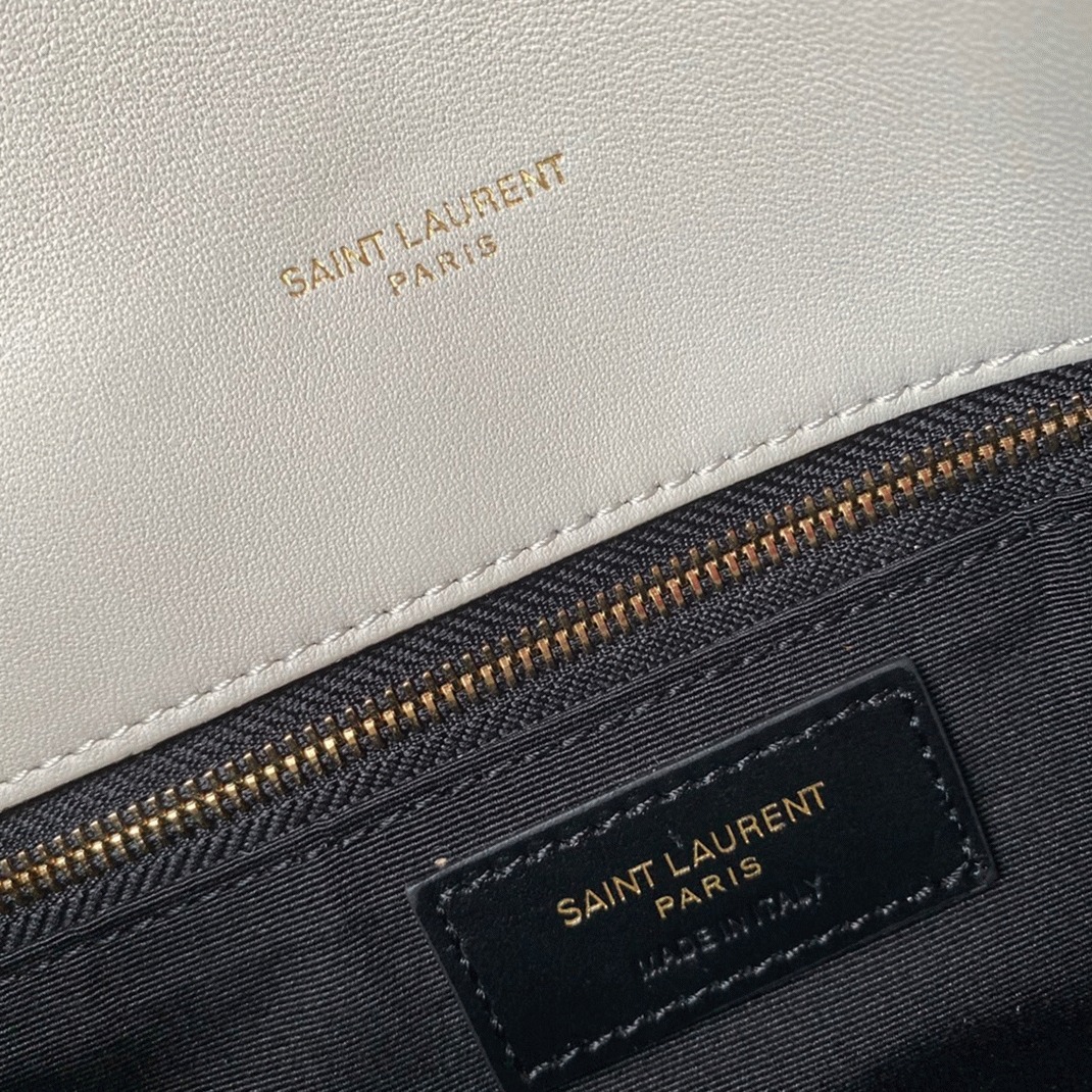 Sa1nt Lau*nt Puffer Medium Chain Bag White Lambskin