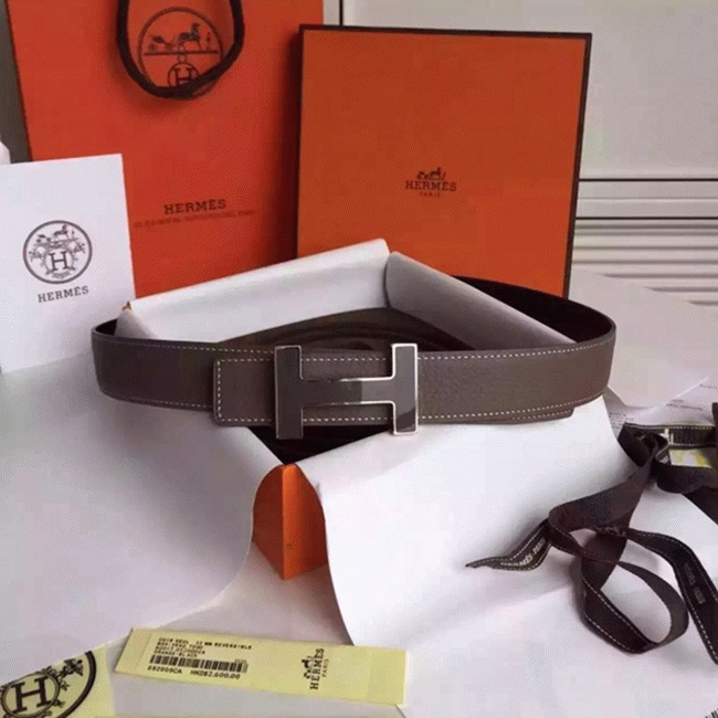 Fake H**me5 Kits belt in grey epsom with Constance buckle