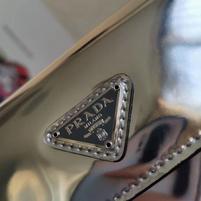 Silver Pra*a Cleo Flap Bag Knockoff