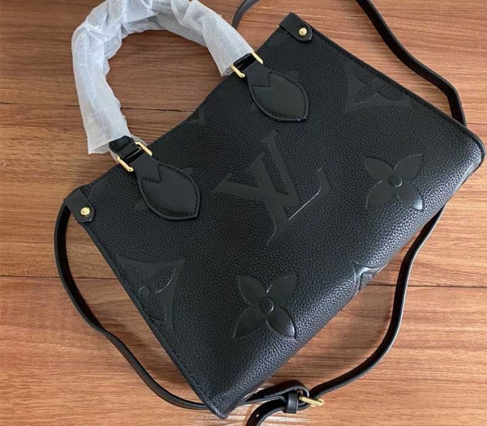 L0vis Vvtt0n Monogram Empreinte Leather Onthego PM Bag In Black