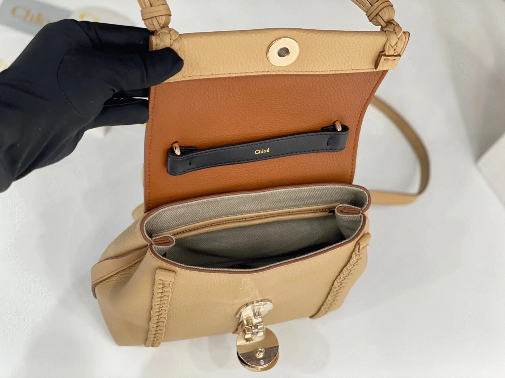 top quality replica Ch10e penelope small shoulder bag in beige grained calfskin