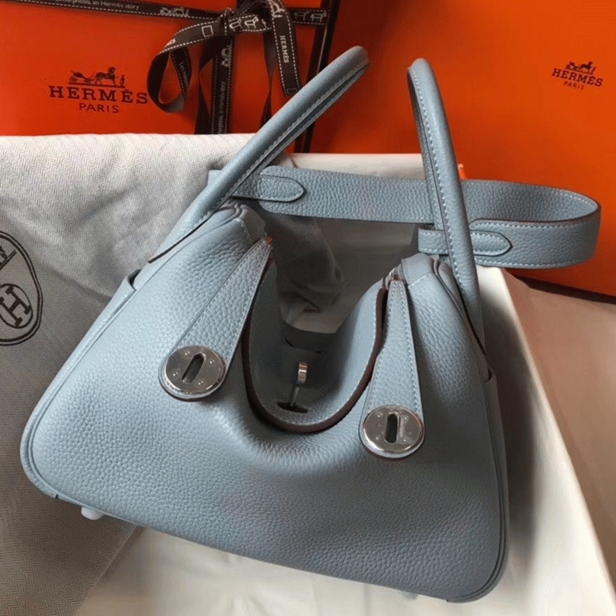 Replica H**me5 Lindy 30cm bag in blue lin color