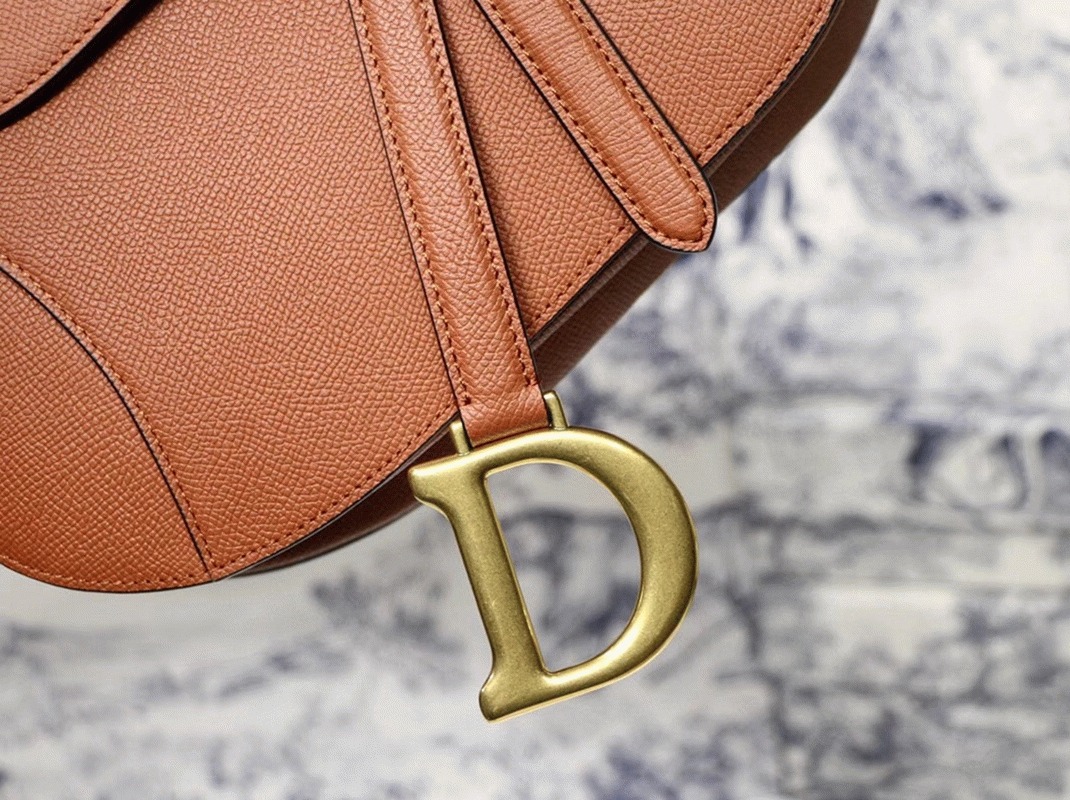 D10r Saddle Bag Replica in Dark Tan Grained Calfskin