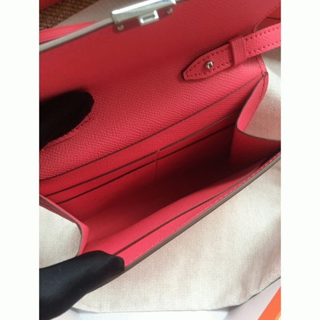 Rose lipstick AAA fake H**me5 Clic wallet with strap