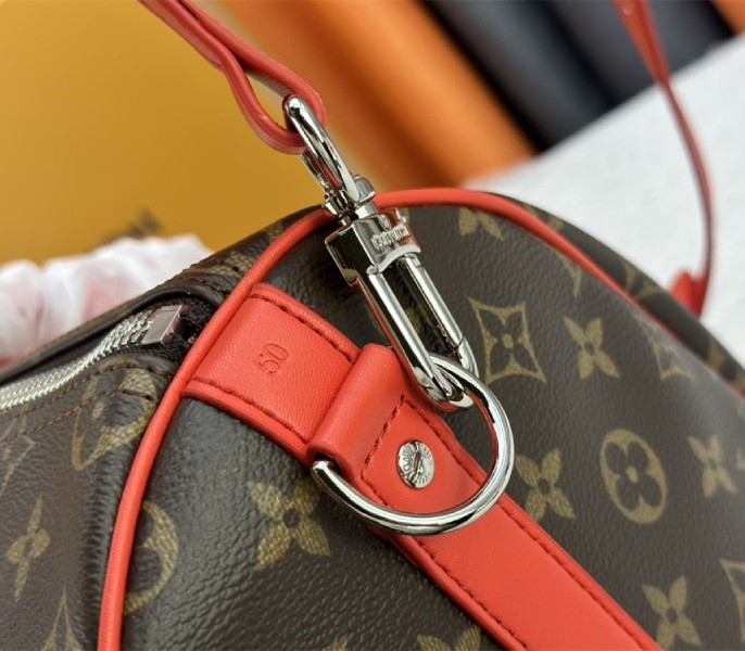 L0vis Vvtt0n Monogram Macassar Canvas Keepall Bandouliere 50 In Red