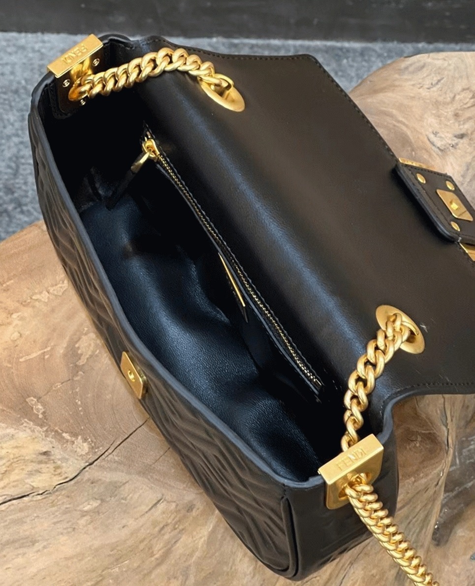 Top Quality Fake F**di Baguette Chain Midi Bag In Black