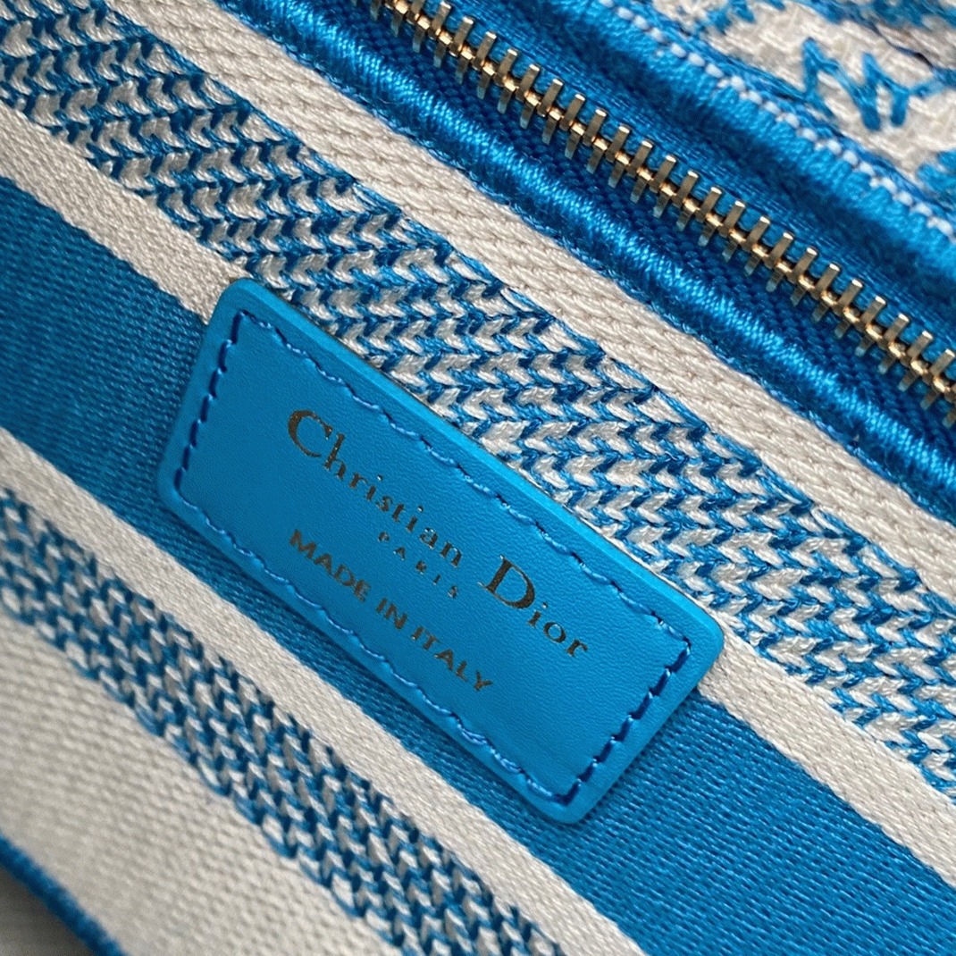 D10r Lady D-Lite Medium Bag Replica in Blue Toile de Jouy Canvas