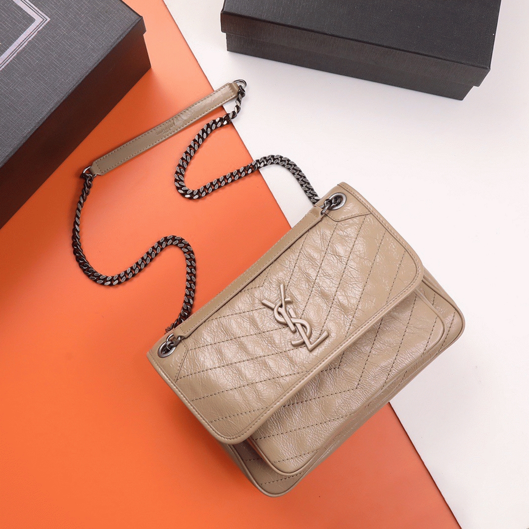 Fake Sa1nt Lau*nt Niki Medium Chain Bag Beige