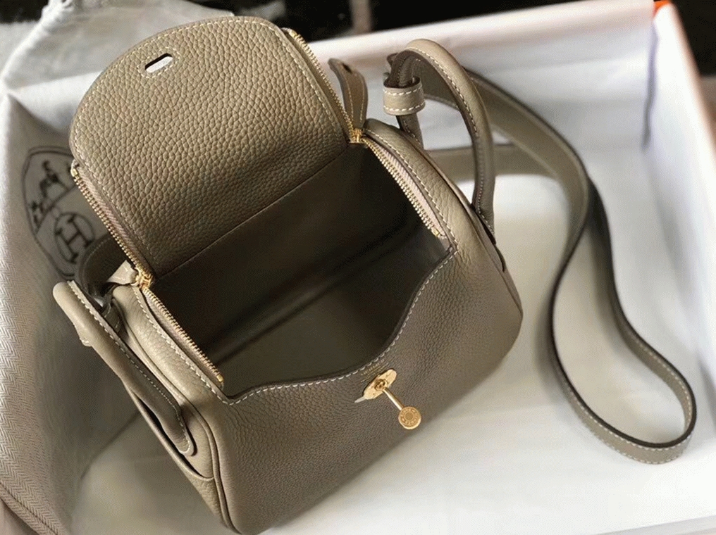Luxury replica H**me5 Lindy Mini handbag in tourterelle shade