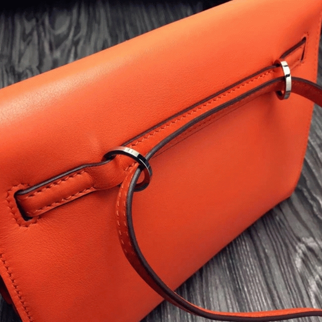 Orange Swift Leather Top Fake H**me5 Kelly Danse Fun Crossbody