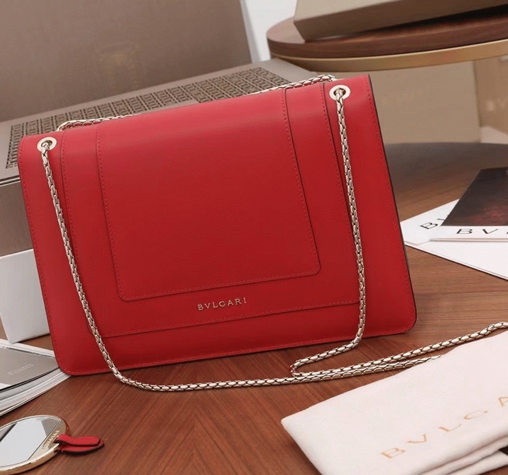 Replica Bv1g*ai Serpenti Forever Large Shoulder Bag Red Calfskin