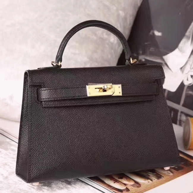 Black Epsom Knockoff H**me5 Kelly 20cm Classic Handbag