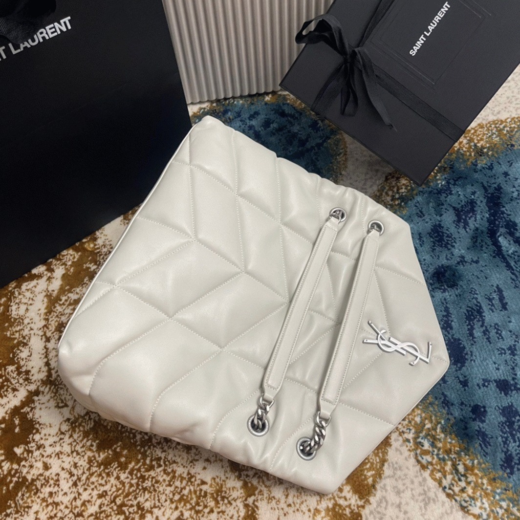 Replica Sa1nt Lau*nt Puffer Medium Chain Bag Ivory Lambskin