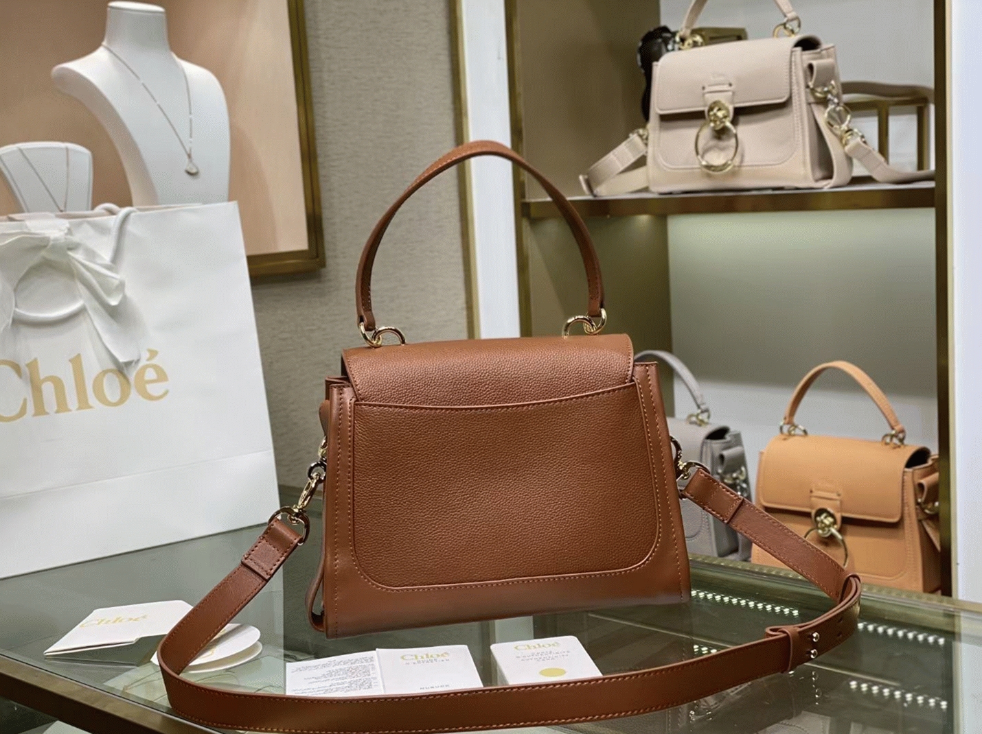 top quality fake Ch10e small tess day bag in caramel grained leather
