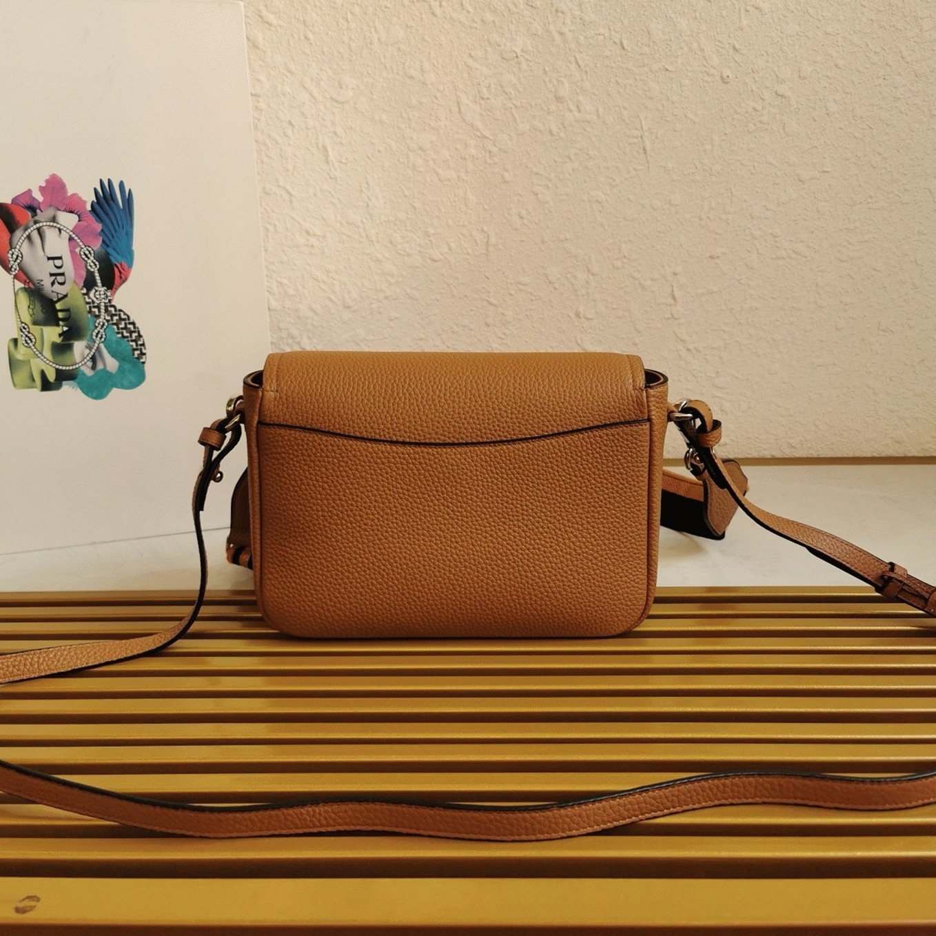 Pra*a Flap Shoulder Bag Fake in Brown